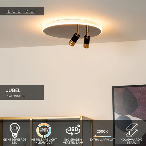 Lucide JUBEL - Plafonnière - Ø 40 cm - LED - CCT - 2500K/3000K - Zwart chroom - USP